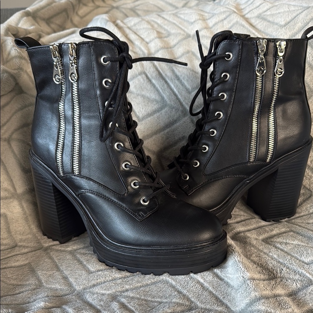 Black Zip up Ankle Boots